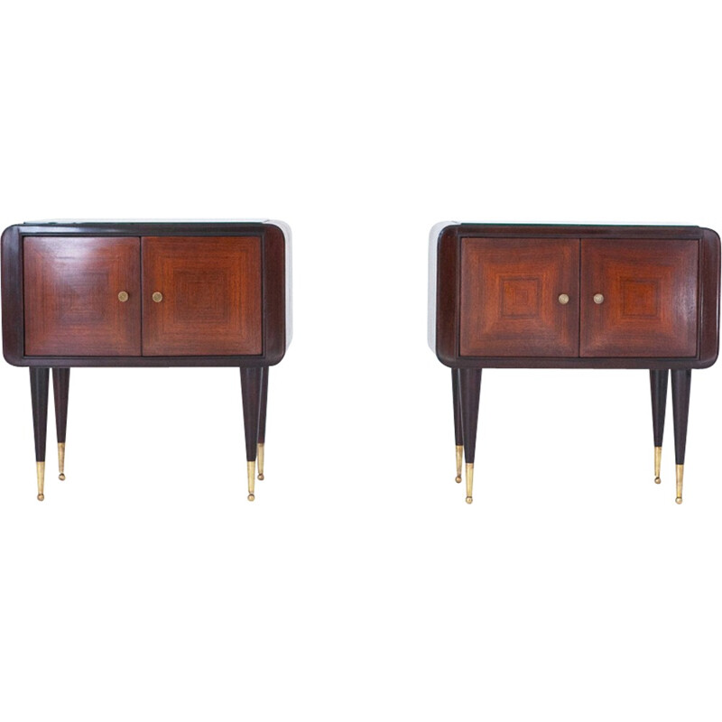 Pair of Italian Night Stands in Rosewood - 1950s