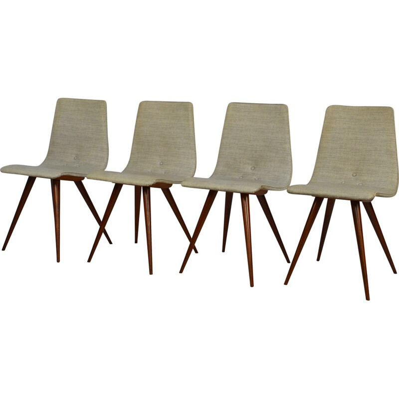 Set of 4 vintage dining chairs in teak - 1950s
