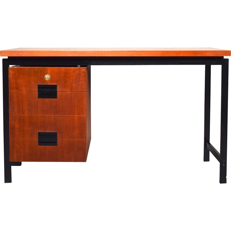 Vintage desk in teak and metal by Cees Braakman for Pastoe - 1950s