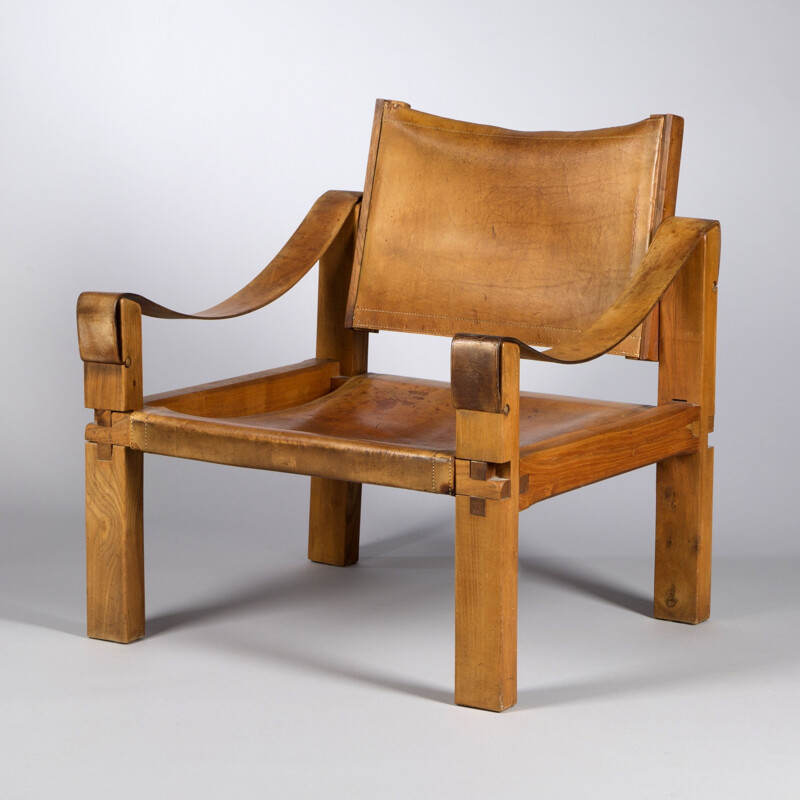 Set of 2 S10X Leather Armchairs by Pierre Chapo - 1970s