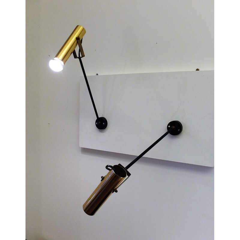 Set of 2 wall lamps Brass And Iron - 1950s