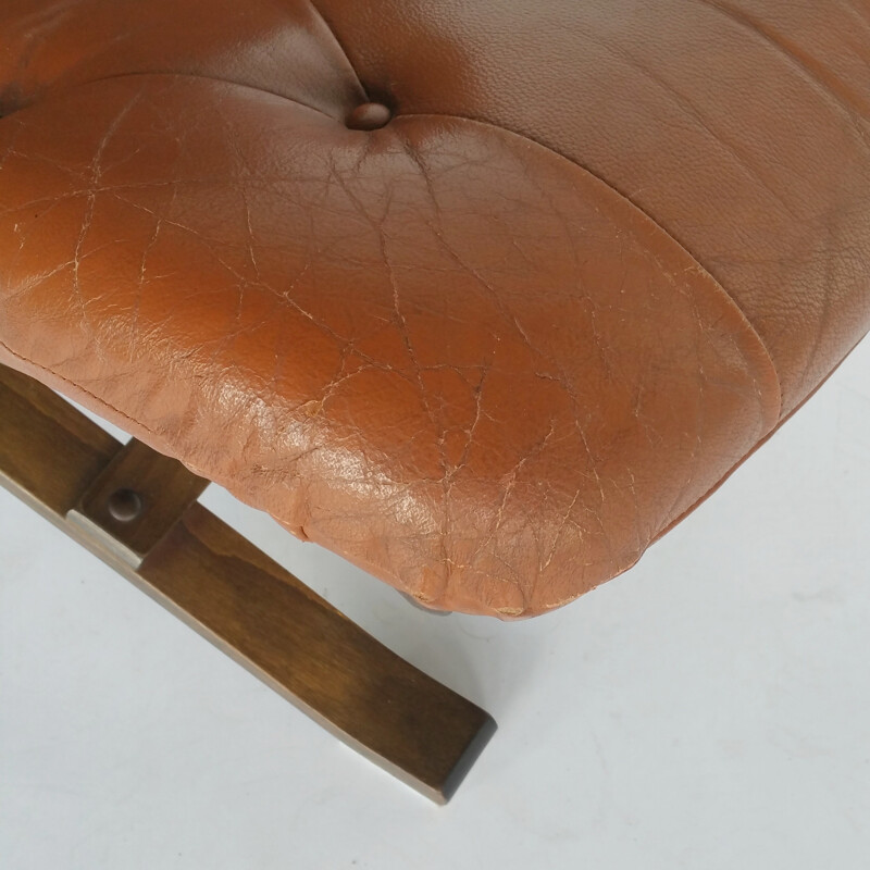 Vintage Easy Chair in brown leather by Ingmar Relling for Westnofa - 1960s