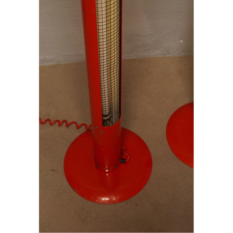 Paire de lampadaires vintage en métal rouge - 1980