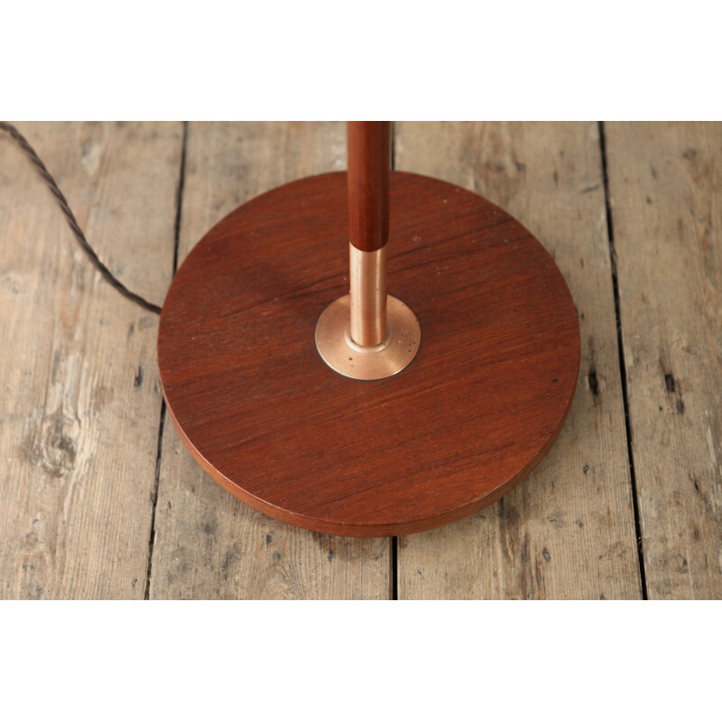 Vintage Teak and Copper Floor Lamp - 1960s