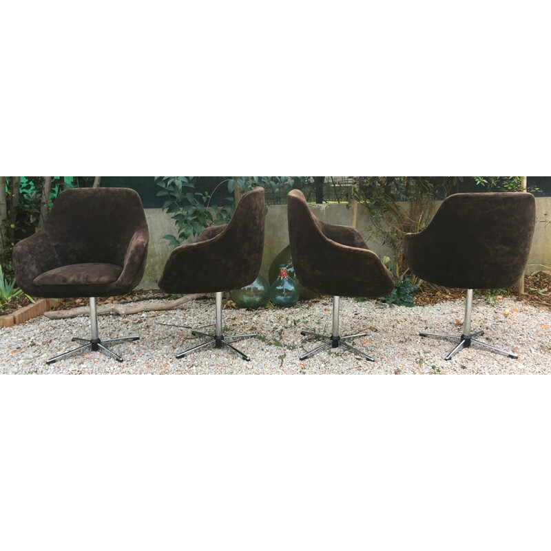 Set of 4 vintage swivel armchairs - 1970s