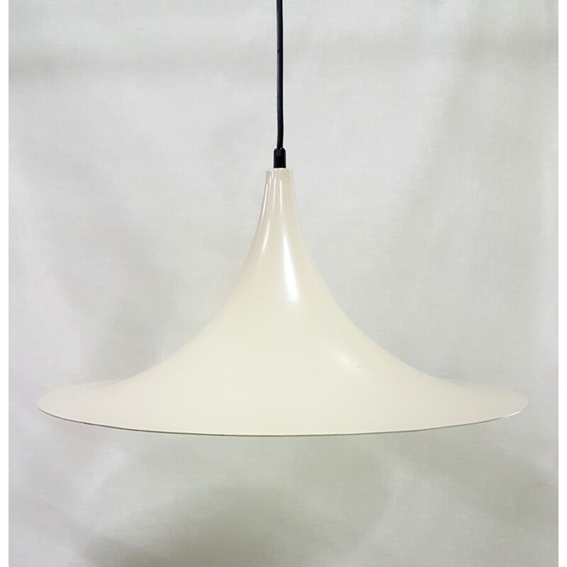 Vintage white hanging lamp in aluminium - 1960s