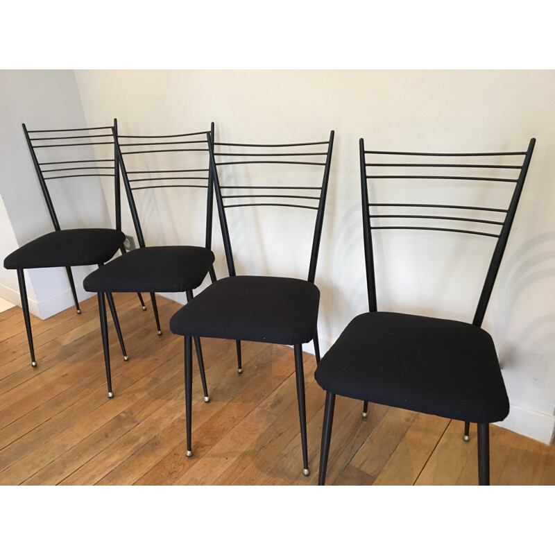 Série de 4 Chaises métalliques - 1950