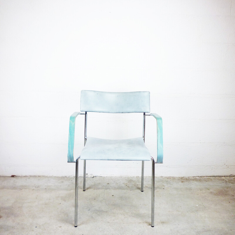 Armchair made of blue leather for Lammhults  - 1970s