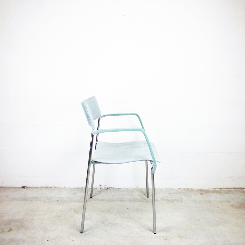 Armchair made of blue leather for Lammhults  - 1970s