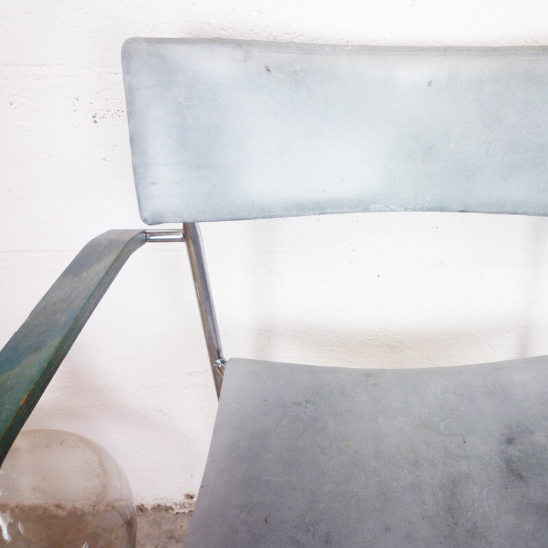 Sillón de cuero azul para Lammhults - 1970