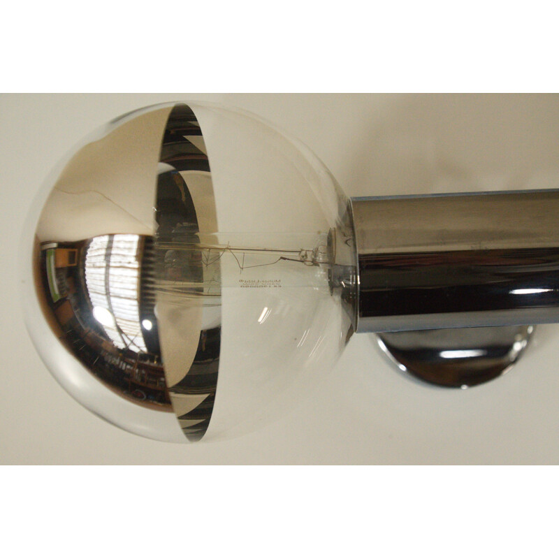 Wall lamp in chromium and glass for Motoko Ishii for staff - 1960s