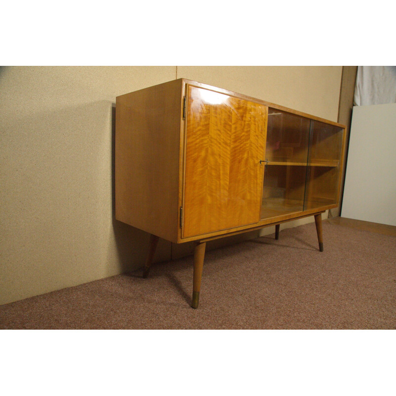 Sideboard with display case in elm - 1950s