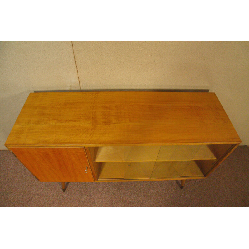 Sideboard with display case in elm - 1950s