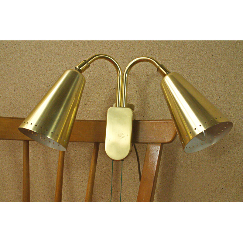 Lamp with 2 spotlights in brass by ERCO - 1950s