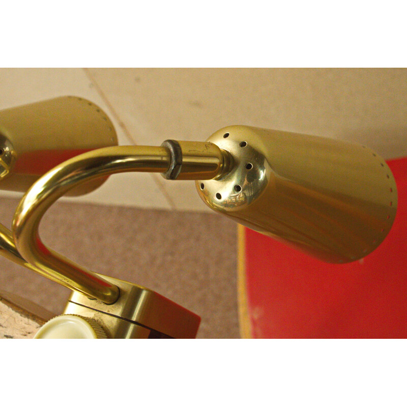 Lamp with 2 spotlights in brass by ERCO - 1950s