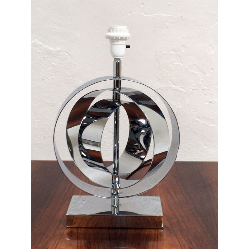 Italian Concentric Ring Chrome Lamp - 1970s