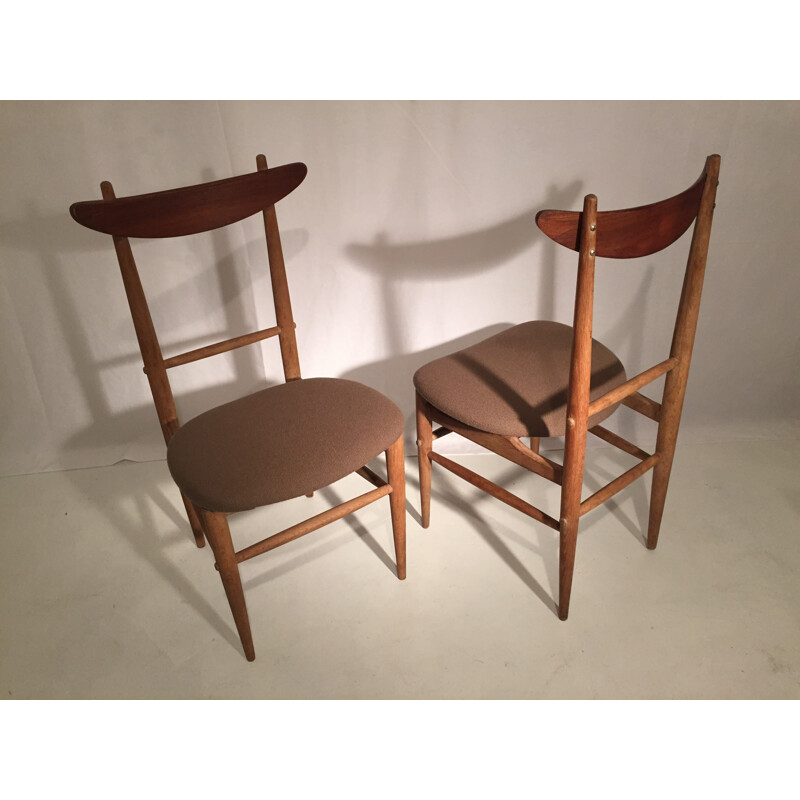 Set of 6 brown chairs - 1950s