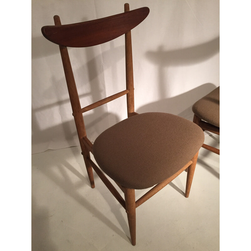 Set of 6 brown chairs - 1950s