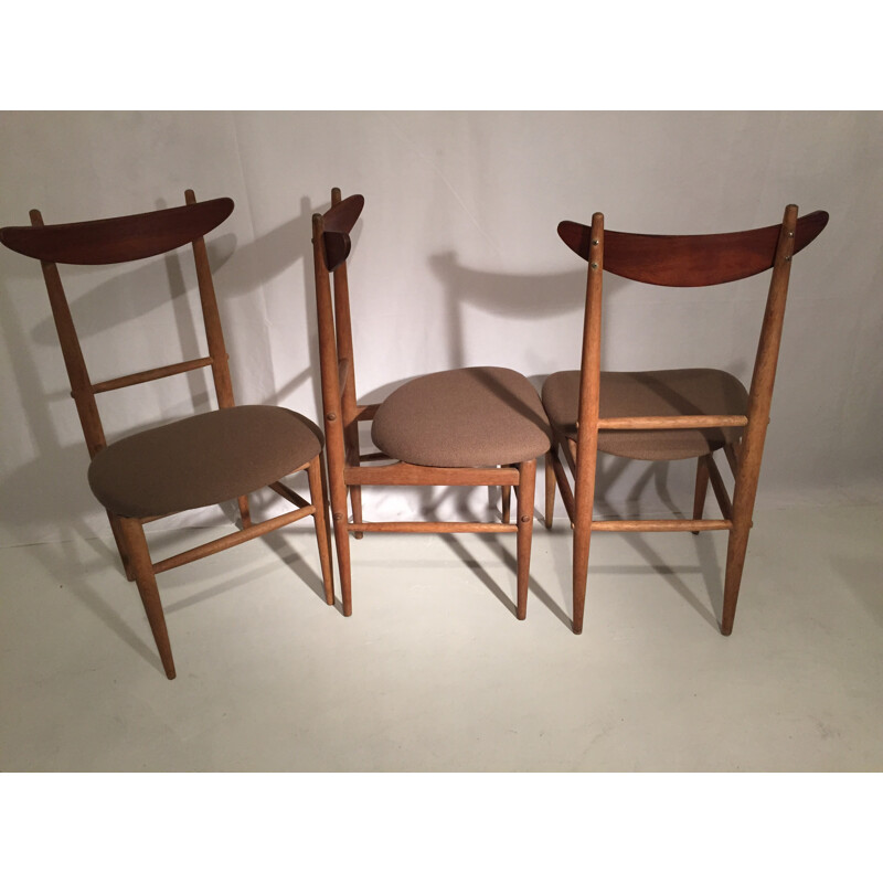 Ensemble de 6 chaises marron - années 50