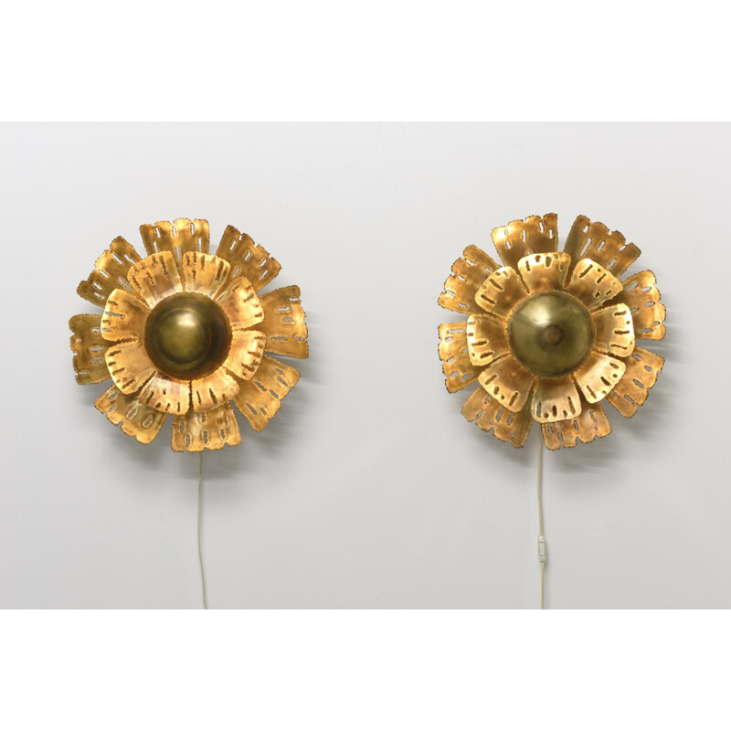 Pair of sunflower wall lamps by Svend Aage Holm Sørensen - 1960s