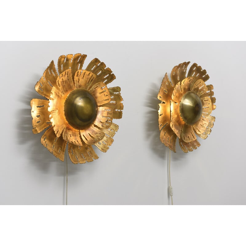Pair of sunflower wall lamps by Svend Aage Holm Sørensen - 1960s