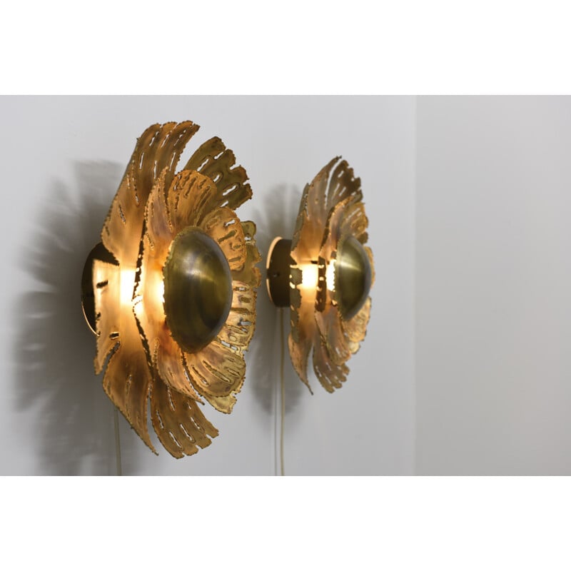 Pair of sunflower wall lamps by Svend Aage Holm Sørensen - 1960s