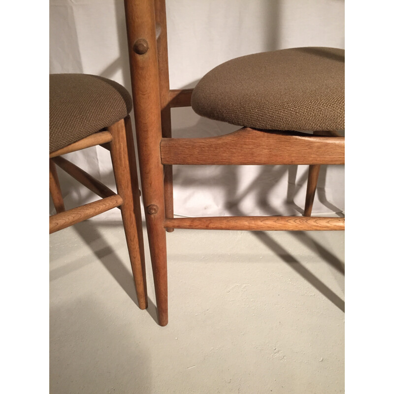 Set of 6 brown chairs - 1950s