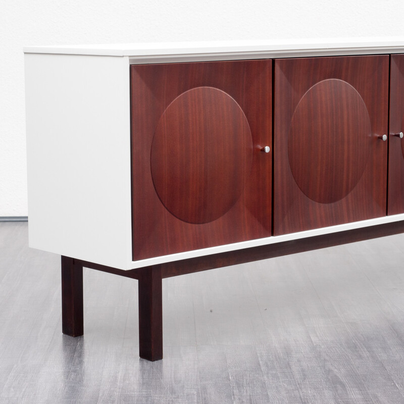 Mahogany sideboard with sculpted doors - 1970s 