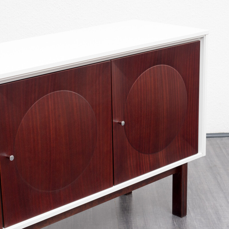 Mahogany sideboard with sculpted doors - 1970s 