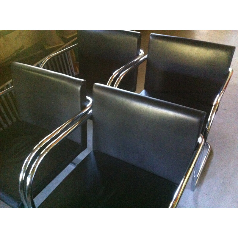 Set of 4 black armchairs "Brno", Ludwig MIES VAN DER RUHE - 1990s 