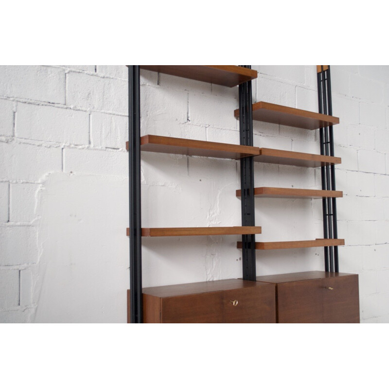 Vintage modular Italian shelves in walnut - 1960s