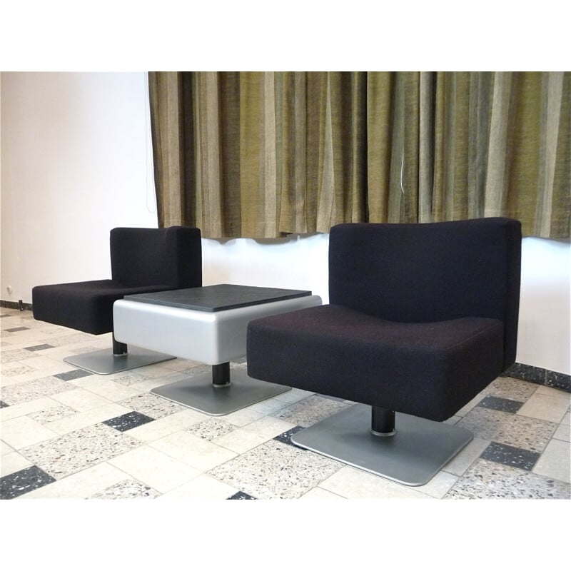 Set of 3 System 350 Lounge Chairs & Side Table by Herbert Hirche for Mauser - 1970s