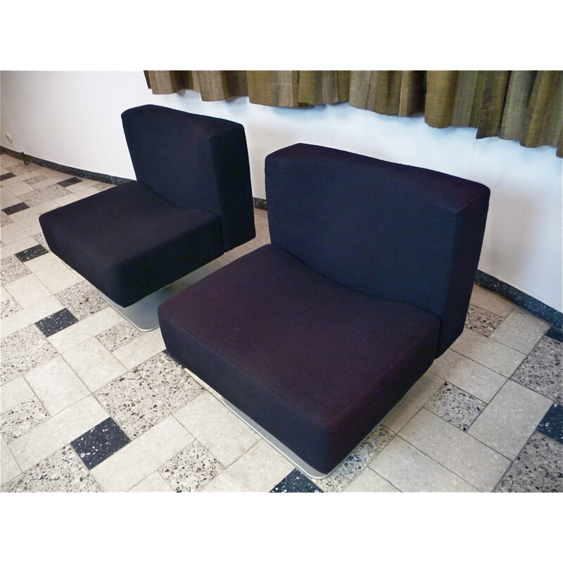 Set of 3 System 350 Lounge Chairs & Side Table by Herbert Hirche for Mauser - 1970s