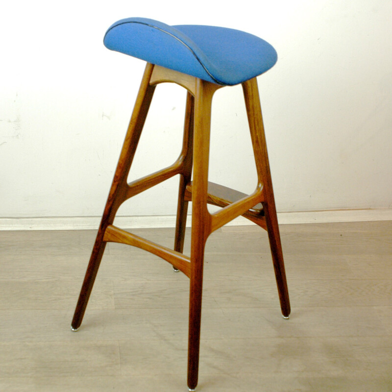 Scandinavian Rosewood Bar Stool by Erik Buck - 1960s