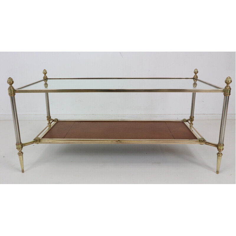 Vintage French Bronze and Brass Neoclassical Coffee Table by Maison Jansen - 1940s