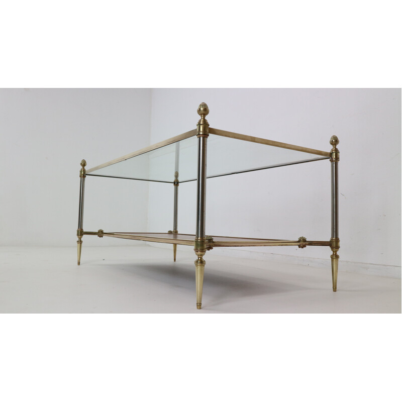 Vintage French Bronze and Brass Neoclassical Coffee Table by Maison Jansen - 1940s