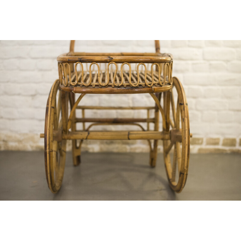 Vintage french bamboo bar cart - 1970s