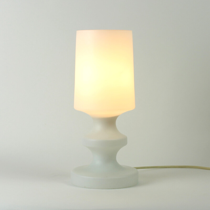 White Glass Table Lamp by Ivan Jakes for Osvetlovaci Sklo, Czechoslovakia - 1970s