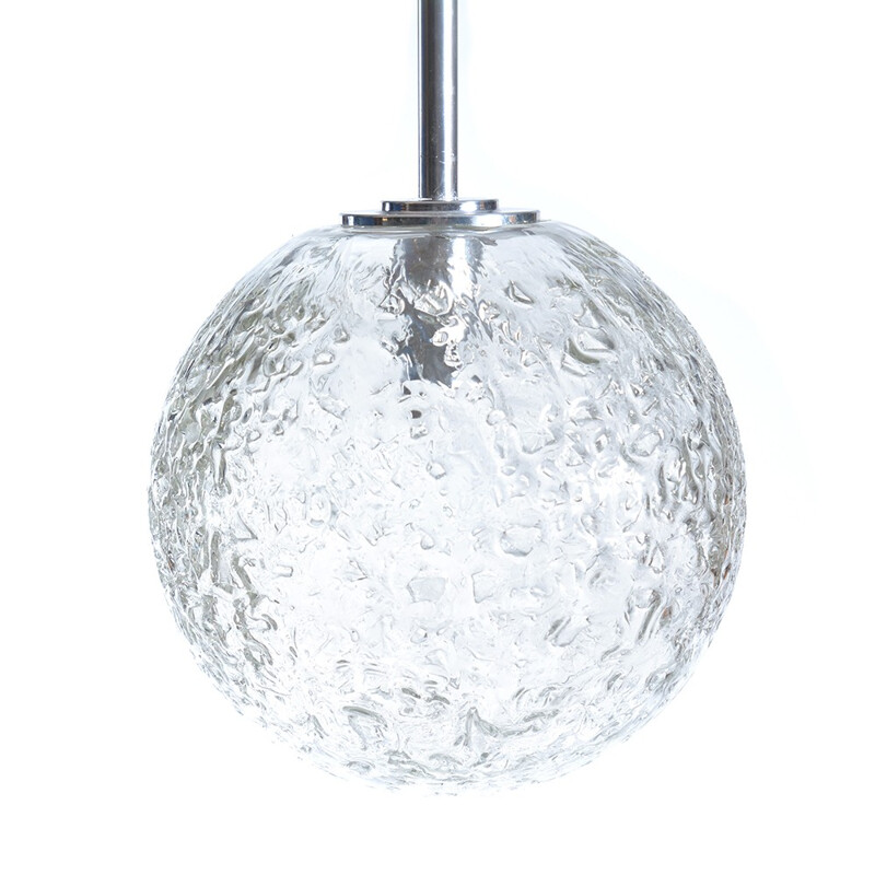 Vintage metal and glass ceiling lamp for Doria, Germany 1970