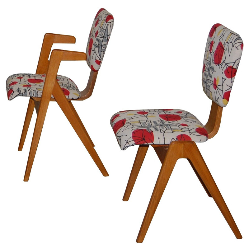 2 armchairs + 2 "Hillestak" model chairs, Robin DAY - 1953