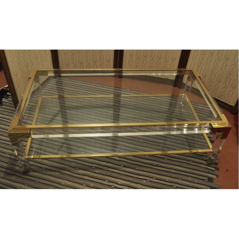 Altuglass and brass coffee table - 1970s