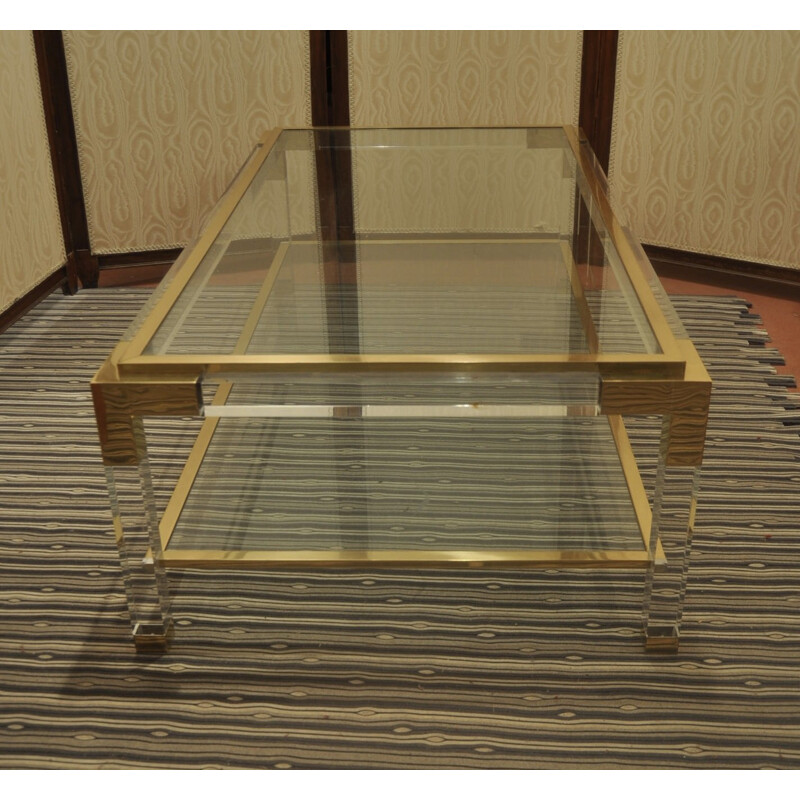 Altuglass and brass coffee table - 1970s