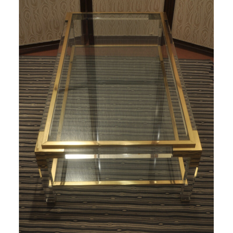 Altuglass and brass coffee table - 1970s