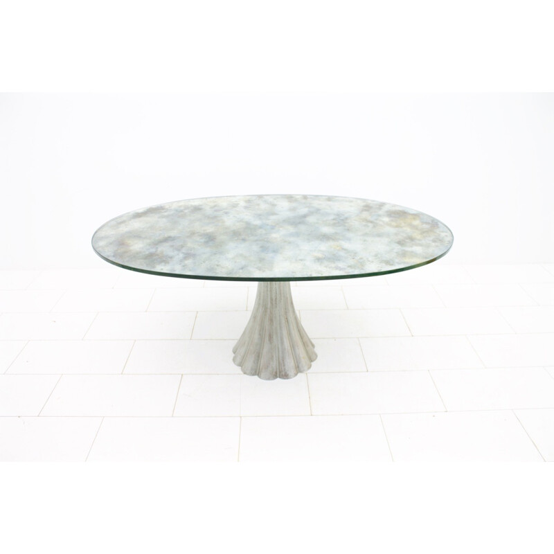 Table à repas avec le dessus en verre miroir - 1970