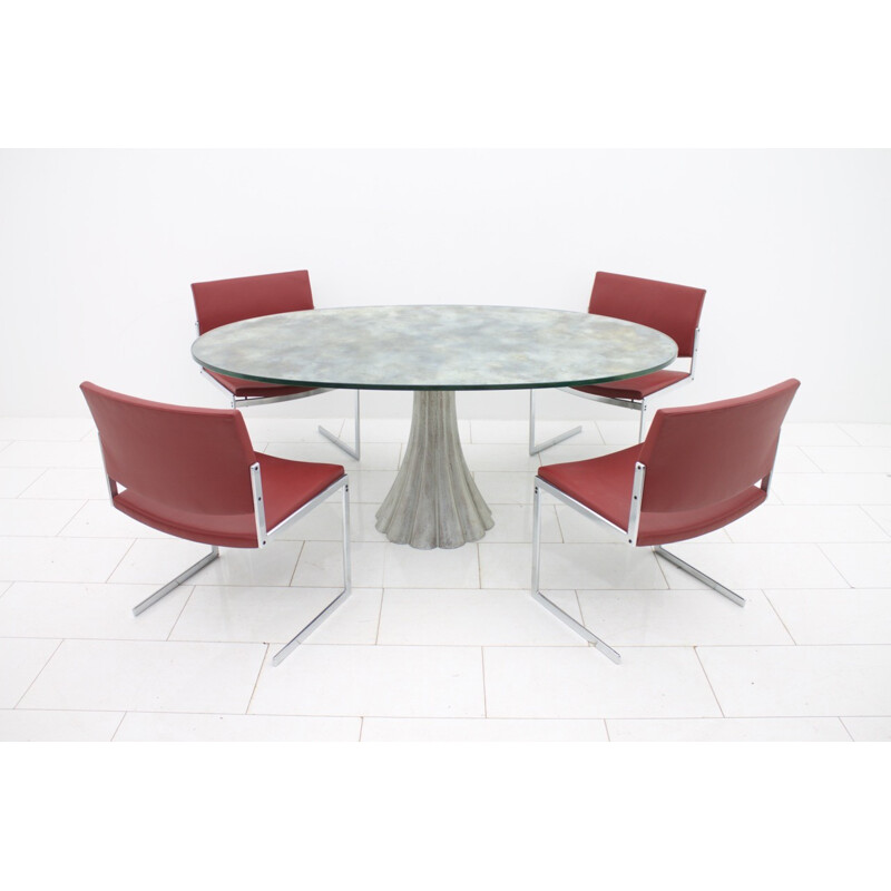 Dining table with Mirror and Glass Top - 1970s