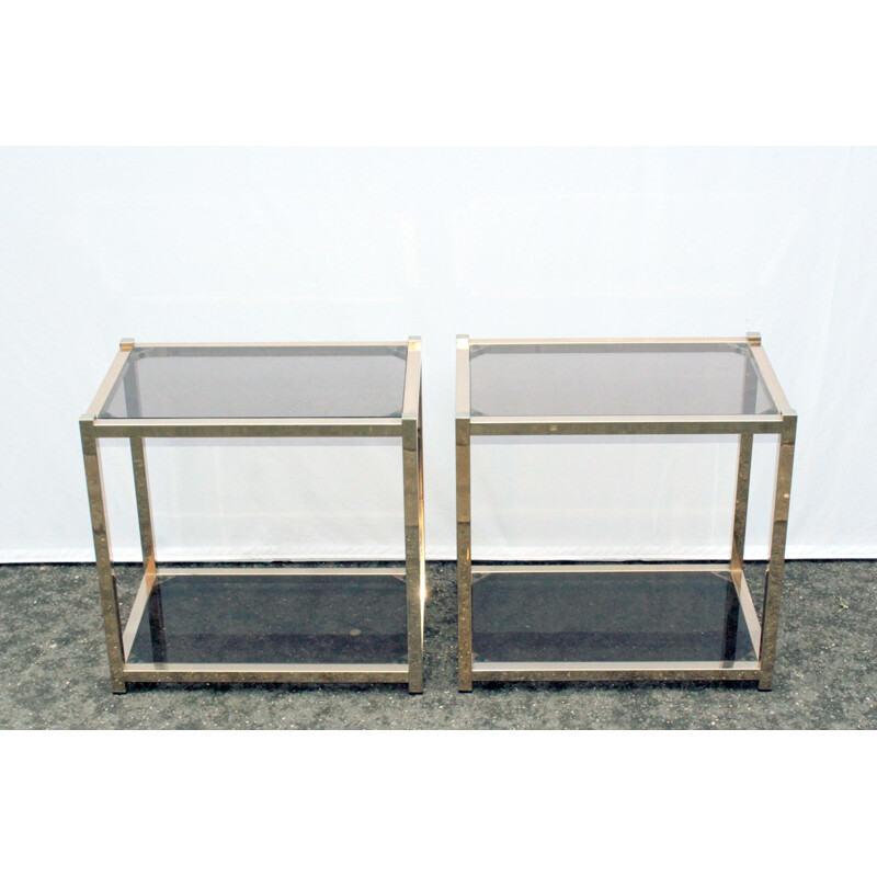 Paire de tables basses en métal dorée - 1970
