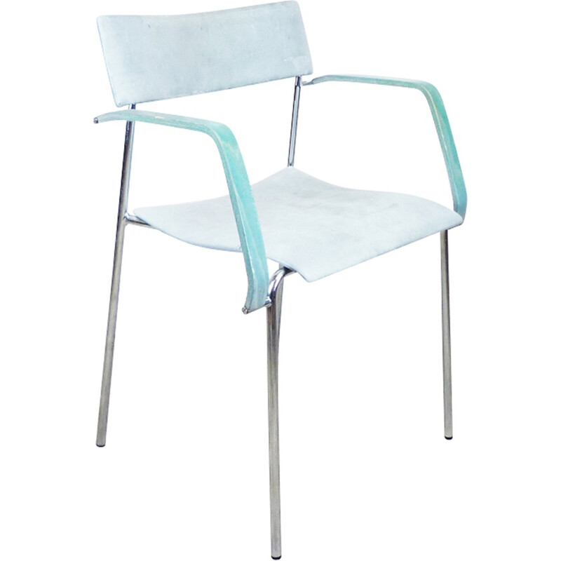 Sillón de cuero azul para Lammhults - 1970