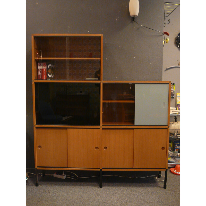 Flexible storage cabinet in wood and metal, ARP (Guariche, Motte, Mortier) - 1960s