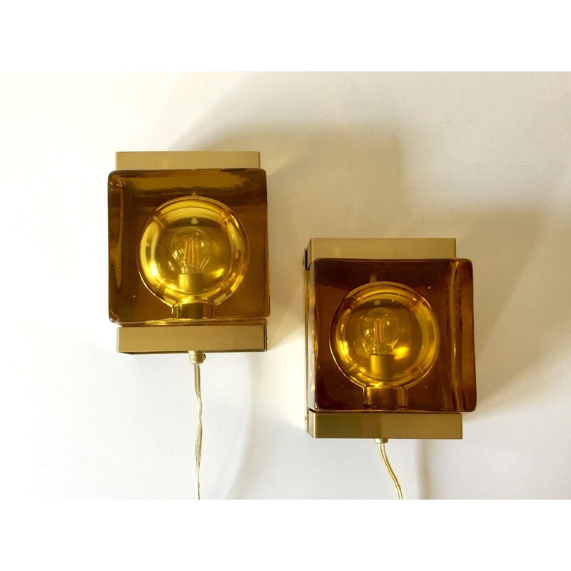 Set of 2 scandinavian wall lamps by Vitrika - 1960s