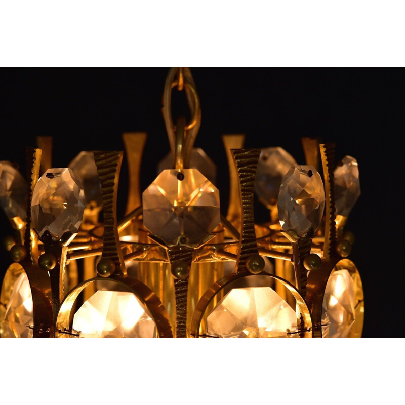 Vintage Crystal Glass pendant lamp par Palwa - 1960s